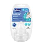 Chicco PhysioTeat Anti-Colic Nipple for Babies (2+ Months) Pack of 2 | Perfect Latch Soft Sense Silicon Teat | Medium Flow | Suitable for Wide Neck Feeding Bottles | BPA Free