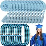 Maysing 24 Pcs Graduation Leis and Honor Cords, Blue and Black Color of 2024 Graduation Ribbon Lei Graduation Necklace Braided Necklaces Graduation Gift Party Supplies for Women and Men