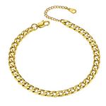 GOLDCHIC JEWELRY Cuban Ankle Bracelet for Women, 6mm Gold Curb Anklet Foot Jewellery, 10 inches