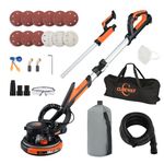 CUBEWAY Drywall Sander, 750W Electric Drywall Sander with Vacuum Dust Collection,1800RPM Wall Sander,Extendable Handle,12pcs Sanding Discs, LED Light,Dustless Wall Sander for Popcorn Ceiling