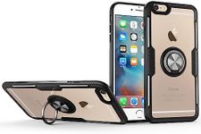 MuZiFei for iPhone 6 Plus/6S Plus Ring Case,Clear Crystal Carbon Fiber Design Anti-Scratch Case with 360 Degree Rotation Ring Kickstand(Work with Magnetic Car Mount) for iPhone 6 Plus/ 6S Plus