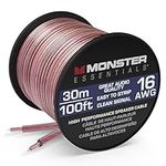 Monster Essentials High Performance Speaker Wire 16 Gauge Copper Clad Aluminum (CCA) Speaker Cable 100 FT Spool – Ideal Home Cinema Speaker Wire Cable and Car Audio Speaker Cables/Speaker Wires