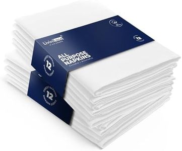 LivinEase Serviettes en Tissu en Coton - Lot de 12 Serviettes de Table Blanc - 100% Coton 46 x 46 cm Serviettes en Tissu surdimensionnées réutilisables idéales pour Le dîner de Noël (Blanc)