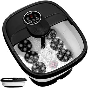 KNQZE Electric Motorized Foot Spa with Heat, Bubble Massage, Remote Control, 24 Shiatsu Massage Balls for Stress Relief and Pedicure (Black)