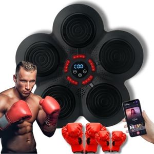 RedRoko Musical Boxing Machine, Smart Music Boxing Machine with Bluetooth, Boxing Game Trainer, Fun, Wall Mounted Punching Pad Bag with Stand, Musical Boxing Machine with Gloves for Kids and Adults
