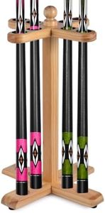 vonezone Pool Stick Holder Pool Cue Rack Floor Stand Cue Holder, Wooden Independent Billiard Cues Rack, Hold 8 Cues or Golf Clubs, Easy Assembly for Billiards Room Club Billiard Accessories