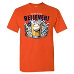 Bring in The Reliever! Relief Pitcher Parody Drinking Men's Apparel for Baseball Fans, Houston - Orange Shirt, Large