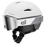 Odoland Ski Helmet with Ski Goggles, Multi-Options Snowboard Helmet and Goggles Set for Men Women and Youth, White+Grey, Size L