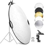 NEEWER 22"/56cm Light Reflector with Clamp & Hand Grips, 5 in 1 Collapsible Multi Disc Photography Reflector Translucent/Silver/Gold/White/Black with 3/8" Thread for Studio Outdoor Lighting, RF-56II