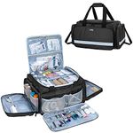 Trunab First Responder Bag Empty, Professional Medical Supplies Bag First Aid Kits Bag with Inner Dividers and Anti-slip Bottom for Home Health Nurse, Community Care, EMT, EMS, Bag Only, Black