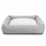 PAWPOURRI Ultra Soft Grey Bolster Pet Bed for Medium to Large Dogs, Cozy Cuddler, Polyfibre Filling |100% Cotton | Breathable & Durable| Removable & Washable Cover| All-Season Comfort (38x30x8, Inch)