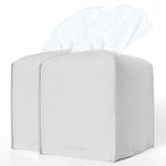 2Pcs Tissue Box Covers, Tissue Box Holder Cube, Modern Delicate PU Leather Square Tissue Covers, Decorative for Bathroom Vanity Countertop, Hotel, Car, Office, Home 5"X5"X5" (Light Grey)