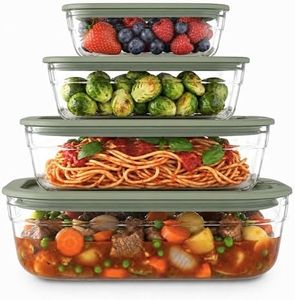 Naked Kitchen 8-Piece Food Storage Containers with Lids – Nesting Borosilicate Glass Meal Prep Containers with Leak-Proof Airtight Seal – BPA Free, Microwave, Oven, Freezer & Dishwasher Safe – Green