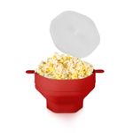 HASTHIP® Microwave Popcorn Maker with Lid 220 Degree Heat Resistant Silicone Microwave Popcorn Container Holder Dual Ear Design BPA-Free Food Grade Silicone Folding Popcorn