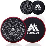 Amonax Core Sliders, Double Sided Gliding Discs with Straps. Ab Gliders for Core Exercise Fitness at Gym & Home, Dual Side Slider Strength Glider Pairs for Carpet, Wood, Tiled Floor