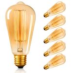 ST64 Vintage Light Bulbs with E27 Edison Screw Cap, Squirrel Cage Shaped Filament Bulb, 2700K Warm White Dimmable, Pack of 6