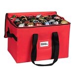 Christmas Ornament Storage Container - Box Stores Up to 96-3" Ornaments – With 4 Individual Trays -Heavy Duty 600D Tear Resistant Material, Zippered, Adjustable Dividers, to Protect Holiday Décor