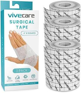 ViveCare Soft Cloth Surgical Tape 4" x 10 Yards (3 Rolls) - Hypoallergenic Medical Paper Tape for Wound Care - First Aid Kit Supplies for Wound Dressing - Latex-Free Breathable Tape Gauze