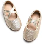 Otter MOMO Toddler/Little Girls Flower Girl Shoes Ballerina Flats Gold Shoes Size 9 School Party Glitter Dress Shoes