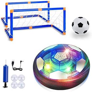 SUNACE Balón Fútbol Flotant – Aire Fútbol con 2 Porteria Futbol Niños，Air Power Soccer con Protectores de Espuma Suave y Luces LED Pelota Futbol Juguete para Regalos Cumpleaños Navidad