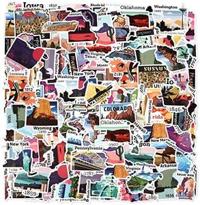 102 Pcs US States Stickers 51 States Stickers Outdoor Travel Hiking Nature Adventure Waterproof Decals for Laptop Water Bottles Phone Luggage Journal Scrapbook for Adults Teens