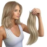 Moresoo Human Hair Extension Tape in Balayage Real Hair Tape in Extensions Light Brown with Platinum Blonde Ombre Tape in Hair Extensions Real Human Hair 12 Inch 20 Pieces/30g #8/22/8