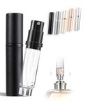 ASADAYS Portable Perfume Atomiser Refillable - 5ml Empty Travel Spray Bottle, Nano Mist, Bottom Filling Mini Atomizer, Pocket Size Cologne Dispenser for Women and Men (Classic, black)