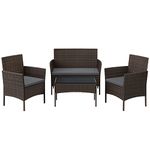 SONGMICS Patio Furniture Set, Outdoor PE Rattan Conversation Sets, Brown and Gray UGGF004G01