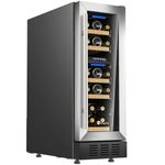 KingChii 12Inch 16 Bottle Dual Zone Wine Cooler Refrigerator Professional Compressor, Stainless Steel & Tempered Glass For Red Wine, Champagne - Built-in or Freestanding for Home, Kitchen, or Office