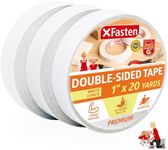 XFasten Double Sided Tape, Removable, 1-Inch by 20-Yard (Pack of 3) Ideal as a Gift Wrap Tape, Holding Carpets, and Woodworking