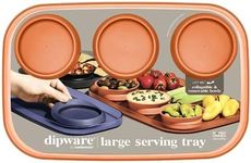 Madesmart dipware 3-Bowl Serving Tray for Appetizers and Snacks; Reusable Serving Tray with 3 Collapsible and Removable Multipurpose Bowl, Translucent Terracotta