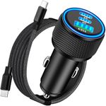 [Apple MFi Certified] iPhone 15 Fast Car Charger, KYOHAYA 3-Port 67W PD/QC Car Power Adapter USB-C Fast Charging Cigarette Lighter + Type-C Braided Cable for iPhone 15 Pro/15 Pro Max/Galaxy/Pixel/iPad