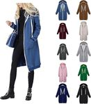 Deals Of The Day Sale Prime,Women Hoodie Full Zip Fleece Long Jacket Uk Ladies Fall Winter Trendy Coats Oversized Hooded Sweatshirts Faux Fur Lined Outerwear Cardigan Casual Hoodie Outfits,Blue-7,Xl