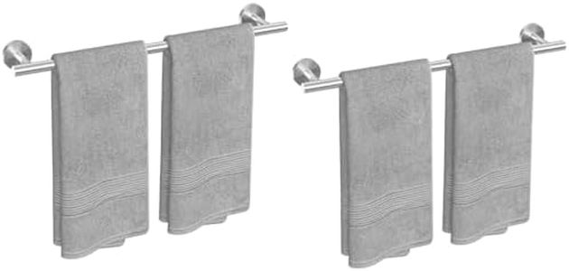 USHOWER 2-Pack Brushed Nickel Towel Bar, 24-Inch Towel Racks for Bathroom Wall-Mounted, SUS304 Stainless Steel Towel Rod (Total Length 26-Inch)
