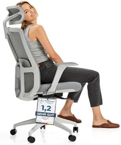 Desktronic Verstellbarer ergonomischer Bürostuhl | Schreibtischstuhl mit Lendenwirbelstütze, Höhenverstellung Körper Atmungsaktives Gewebe-Breite Sitzfläche SitOne Grau