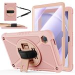 ZtotopCases for Samsung Galaxy Tab A9+ / A9 Plus 11'' 2023 (SM-X210/X216/X218), Shockproof Hard Duty Case with Screen Protector+360 Rotating Hand Strap&Stand+Shoulder Strap for Tab A9+ Tablet, Pink