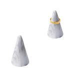 Modern Marble Ceramic Ring Holder Tower Cone Shape Decorative Display Satnd for Jewelry Ring/Wedding Ring/Engagement White gift box package