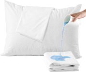 Trance Ultra Soft Terry Waterproof Pillow Protector Cover with Zippered Closure | Dust Mite - Bed Bug Protection | Oil and Water Spill Protection Covers (Small: 17 x 25 inch -White) - Pack of 2