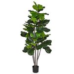 Wofair 6 Feet Artificial Fiddle Leaf Fig Tree in Planter,Artificial Tree Beautiful Fake Plant Fiddle Leaf Indoor/Outdoor UV Resistant Tree for Living Room Balcony Corner Decor