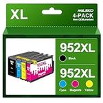 4 Pack 952XL Ink Cartridges Combo Pack High Yield Replacement for HP 952 XL Ink Cartridges Latest Chips Works with OfficeJet Pro 7740 OfficeJet Pro 8710 OfficeJet Pro 8720 8210 8730 8740 7720 Printer