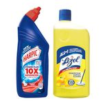 Lizol Cleaning Combo (Lizol - 975 ml (Citrus), Harpic Power Plus - 1 L (Original))