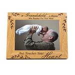 FINGERINSPIRE 15x10cm Grandparents Picture Frame Hanging/Tabletop Wood Photo Frame Rectangle Frame with A Grandchild is Someone Who Reaches For Your Hand But Touches Your Heart Words (Horizontal)