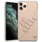 TULLUN Personalised Phone Case for iPhone 5 / 5s/ SE 2016 - Clear Soft Gel Custom Cover Colour Heart and Diagonal Initials Name Text - Rose Gold