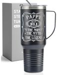 Onebttl Grandpa 40oz Tumbler with Handle, Presents from Grandkids for Father's Day, Christmas, Birthday, Retirement, Stainless Steel Mug with Lid & Straw - Pappy Gifts