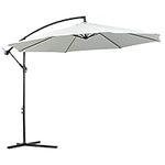 Outsunny 9.7ft Offset Patio Umbrella, Hanging Cantilever Parasol with Crank Handle, 8 Ribs and Cross Base for Outdoor, Sun Shade, Cream White