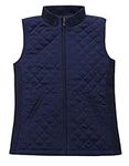 Bienzoe Women Casual Quilted Sleeveless Light Weight Vest Stretch Rib Navy XL