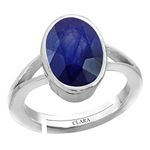 Clara Blue Sapphire Neelam 3cts or 3.25ratti Stone Silver Adjustable Ring for Women