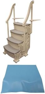 Confer CCXAG Grey 4-Step Above Ground Swimming Pool Grand Entry Steps + Mat Pad