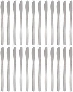 Argon Tableware 24x 22cm Economy Stainless Steel Dinner Knives - Dishwasher Safe Metal Kitchen Butter Tea Dessert Cutlery Table Knife Set