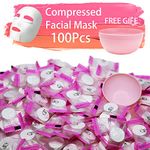 ZMBeauty 100 pcs Compressed Facial Mask Sheet Beauty DIY Disposable Mask Paper Natural Cotton Skin Care Wrapped Masks Normal Thickï¼Å’Get a Small Mask Bowl Free